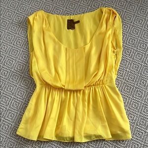 Ali Ro Bright Yellow Pleated Blouse